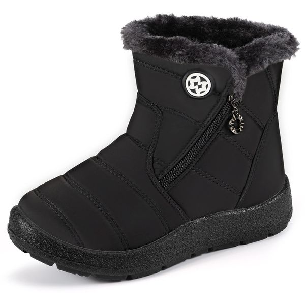 Boys' Snow Boots Winter Boots Ankle Boots Kids Boots Warm Fur Anti-Slip,Black c,13 US Little Kid/Label size 32