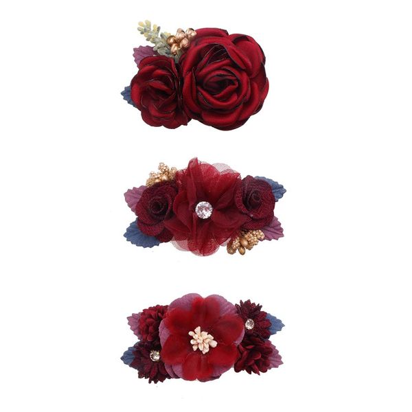 Flower Hair Clips Set-Cherrboll 3pcs Floral Hair Bow Accessories for Baby Girl Toddles Teen Gifts