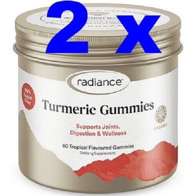 2 x Radiance Turmeric Gummies for Adults 60 for Joints, Digestive and Wellbeing