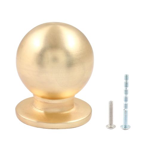 Jiozermi 5 Packs Round Brushed Brass Knobs, 1.06 Inch Diameter Aluminium Pulls, Gold Drawer Pulls, Ball Knobs for Cabinets Furniture Door, Gold