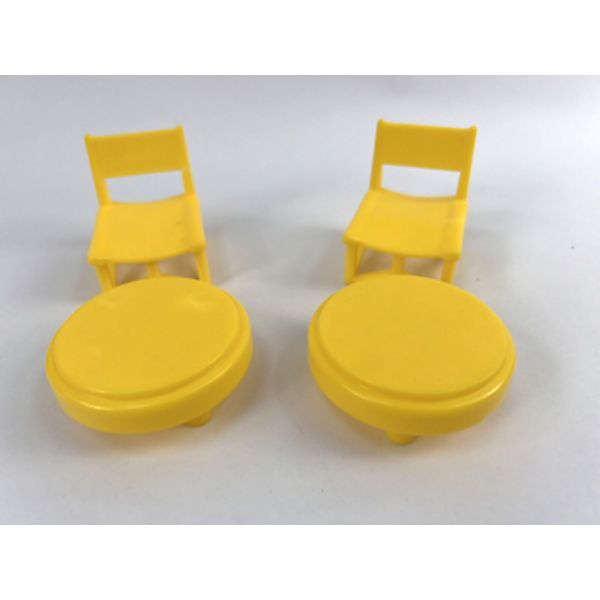 Replacement Vintage Dollhouse Family  Kitchen Tables  Yellow Chairs Fisher Price