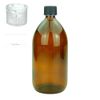 Devitre Brown Glass Bottle 1000 ml with Lid Measuring Cup and Label