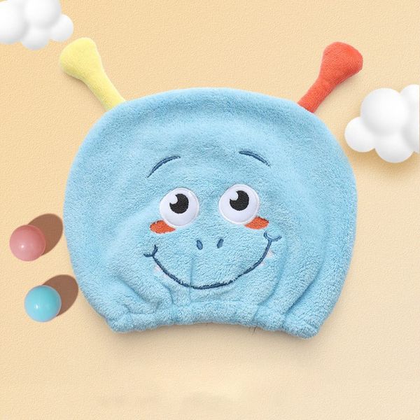 BATTILO PTY Cute Funny Hair Drying Towel for Kids Girls Microfiber Quick Drying Towel Wrap, Kids Hair Towel Wrap Absorbent Hair Dry Hat Cap for Curly Long & Wet Hair(Blue Alien)