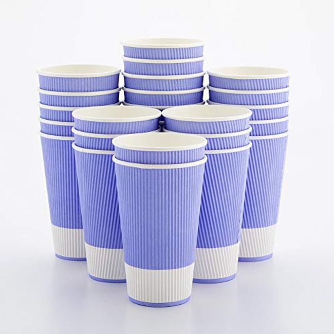12 oz Midnight Blue Paper Ripple Wall Coffee Cup - with White Lid - 3 1/2 inch x 3 1/2 inch x 5 inch - 200 Count Box