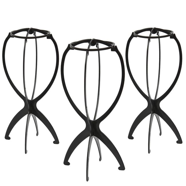 3 Pack Perücken Ständer für Perücken 14.2 Zoll Perücken Halter Portable Reise Trockner Perücke Kopf Stand ( Schwarz )