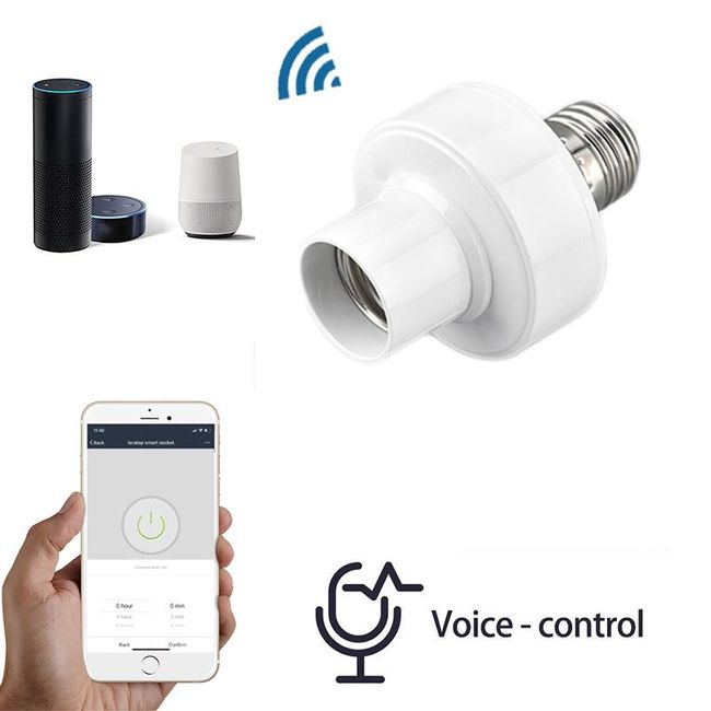Tuya Wi-Fi Smart Light Bulb Holder, Smart Slampher, E27 Wireless Lamp  Holder Real Timer for Smart Home, with Remote Control,Timing Function,  Voice Control 