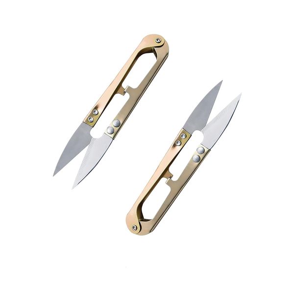 Thread Cutting Scissors, U-Shaped Scissors, Sewing Multi-functional, Small Mini, Hand Work, DIY Tools, Thread Cutting and Paper Cutting (Yellow, 2 Pieces)