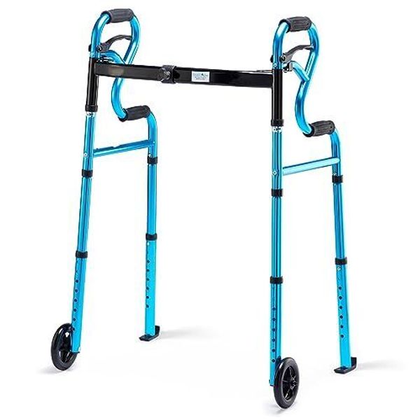 3 in 1 Folding Walker with 5” Front Wheels by  Width Adjustable Compact Stand...