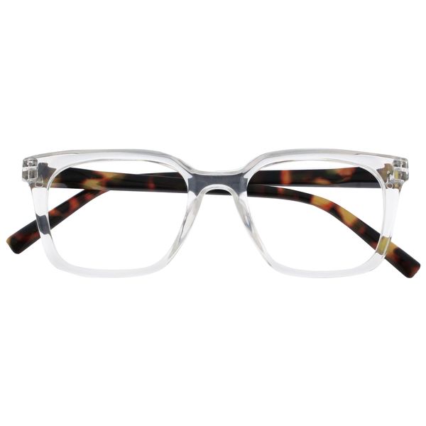 OPULIZE KOI Reading Glasses - Large Rectangular Frame - Clear - Mens Womens - Spring Hinges - R50-C - +1.00