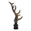 SINGLE ANTLER LAMP SHADE FINIAL (ANTIQUE BRASS BASE) #101