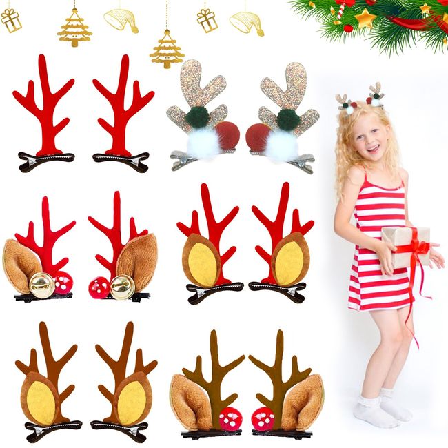 TECHEEL Haarspangen für Weihnachten Geweih Haarnadel Haarschmuck Weihnachten Kinder Weihnachts Haarspangen für Kinder Mädchen Damen Weihnachten Party (B)