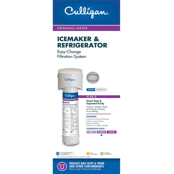 Culligan IC 3 EZ-Change Inline Icemaker and Refrigerator Filtration System with