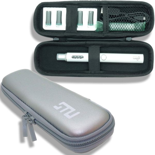 PloomTECH + Ploom Tech Plus Carrying Case, Slim, [Silver] Compact and PU Leather with Mouthpiece attached