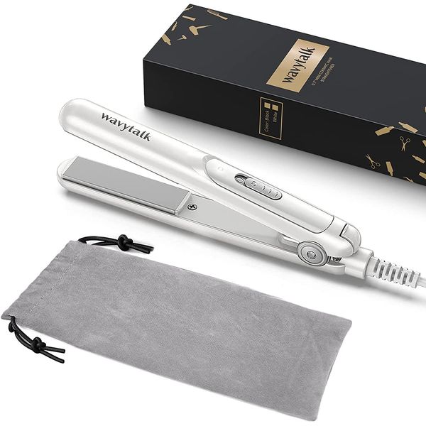 Wavytalk Mini Glätteisen Mini für kurzes Haar, Reise Glätteisen, Kleins Glätteisen, Haarglätter Mini 190 °C, Weiß