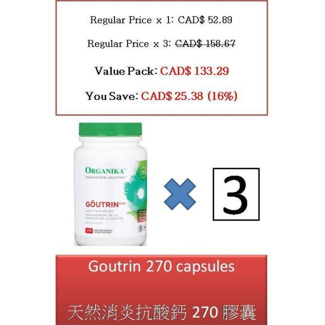 270 V Goutrin / gout pain relief - Organika