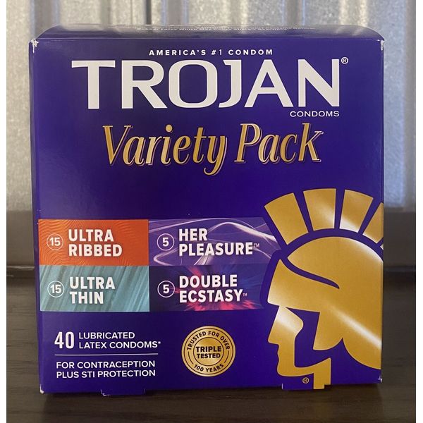 Trojan Variety Pack 40 Assorted Premium Latex Condoms Exp 11/2026