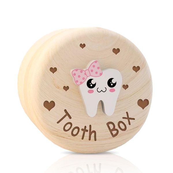 Wooden Tooth Storage Box, Baby Teeth Holder for Children Box Save Organizer, Wooden Tooth Box Cute Tooth Keepsake Box Tooth Holder Box Baby Tooth Box Keepsake for Tooth Loss Baby Birthday Gifts