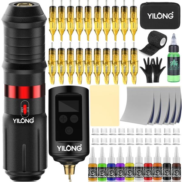 Wireless Tattoo Pen Machine Kit Complete with 1500mAh Power Supply Ink Needles