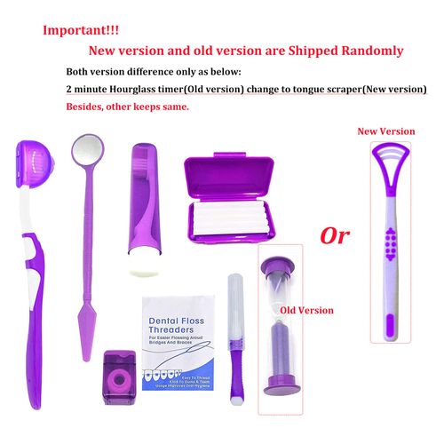 HRASY Portable Orthodontic Oral Care Kit for Braces - Interdental Brush Dental Wax Dental Floss Toothbrush Cleaning Kit(Purple)