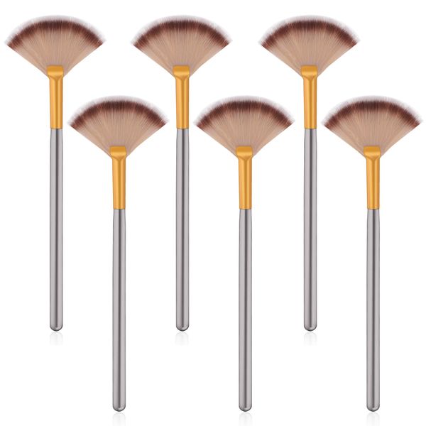 6 PCS Face Mask Brush Soft Facial Fan Brush Acid Applicator Brush Face Mask Applicator Brush Cosmetic Applying Tools for Peel, Sleeping Mask, Mud Mask Makeup (Pink Hair)