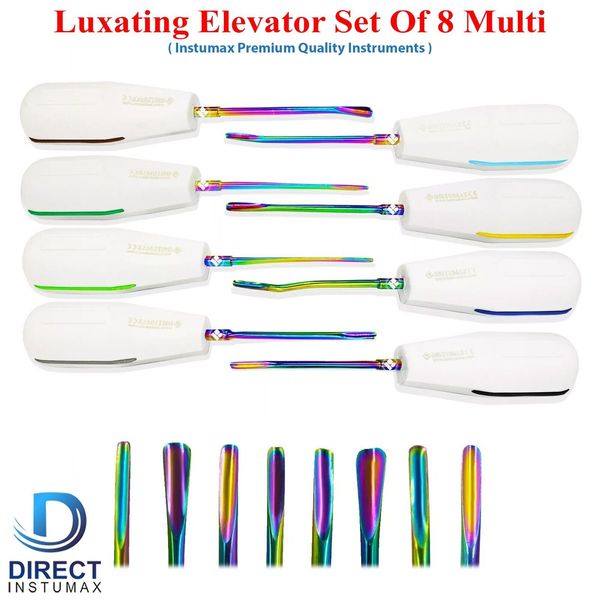 Set/8 Dental Luxating Root Elevators Tooth  Extracting Extraction Luxation Tools