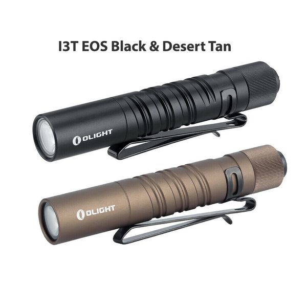 Olight I3T EOS 180Lum Slim Tail Switch Flashlight, Black and Desert Tan Color