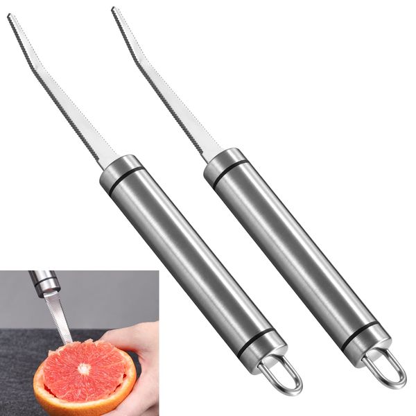 Grapefruit Knife, Stainless Steel Grapefruit Utensil, Serrated Edge & Thick Gauge Handle, Kitchen Tool with Non-Stick Plating for Kiwi, Dessert, Apple, Citrus Fruit