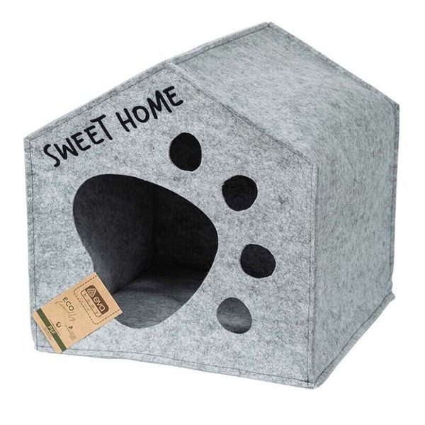 15"x15" Sweet Home Pet Bed, Cat House / Kennel Dog House, Gray