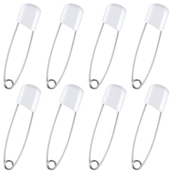 8 Pieces Diaper Pins Baby Safety Pins 2.2 Inch Plastic Head Cloth Diaper Pins with Locking Closures Stainless Steel Nappy Pins for Baby Child Infants Kids