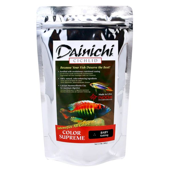 Dainichi Cichlid Food - Color SUPREME Sinking Baby Pellet - 1.1 lbs