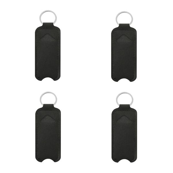 UUYYEO 4 Pcs PU Leather Keychain Holders Lip Balm Holders Lipgloss Keychains Lipstick Sleeve Keychains for Women Girls