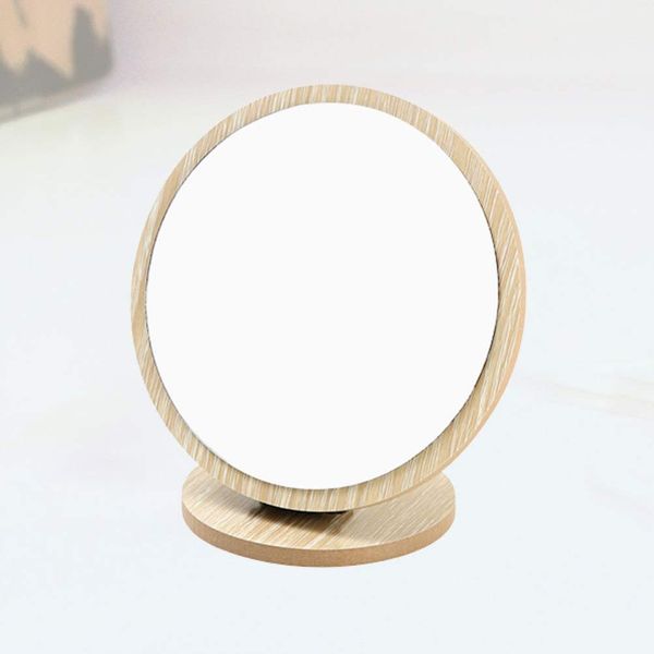 Tabletop Mirror, Wooden, Folding Makeup Mirror, Slouching, Table Mirror, Stand Mirror, Adjustable, Rotation, Beige (8.1 x 7.5 inches (20.5 x 19 cm)