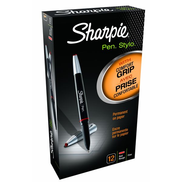 Sharpie Pen Grip Fine Tip - Red (Box of 12)