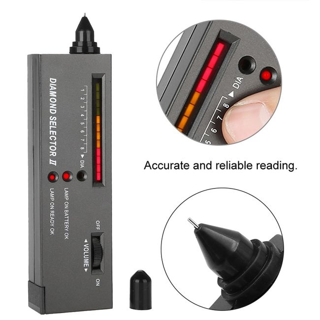 High Accuracy Professional Diamond Tester Pen Jeweler Tool for Novice and  Expert - Diamond Selector II 9V Battery Included(Black)