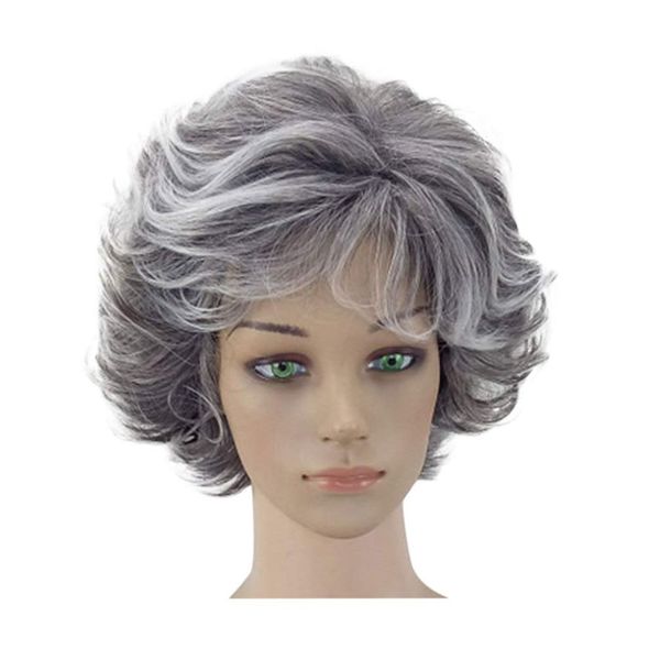 Toyvian 1Pc Older Women Short Curly Wig Santa Wig Costume Accessory for Woman