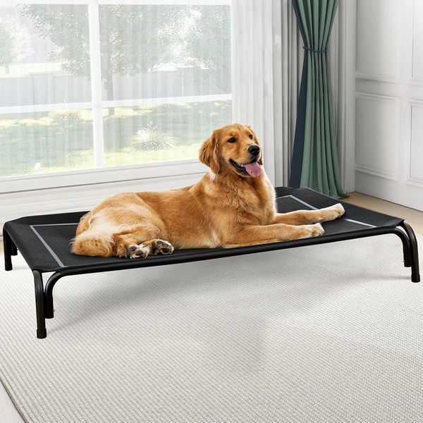 Elevated Dog Bed for Large Dogs, Portable Cooling Pet Cot, Indoor Outdoor Use