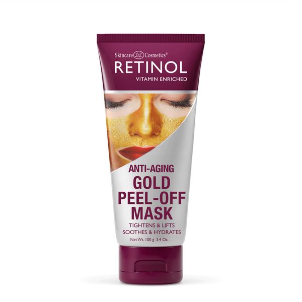 Retinol Gold Peel-Off Mask - Tightens, Lifts, Soothes & Hydrates Skin For Luminous Finish - Real Gold Helps Firm & Brighten While Flower Extracts Nourish & Restore Youthful Texture