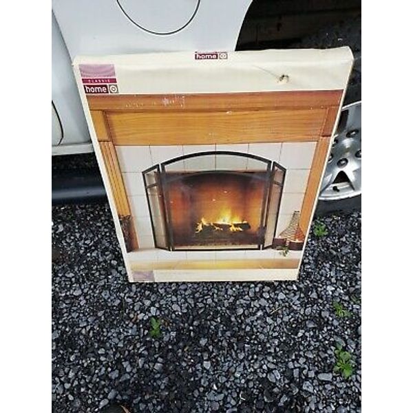 3-Panel Folding Fireplace Screen, Home Metal Mesh Fire Spark Guard Vintage