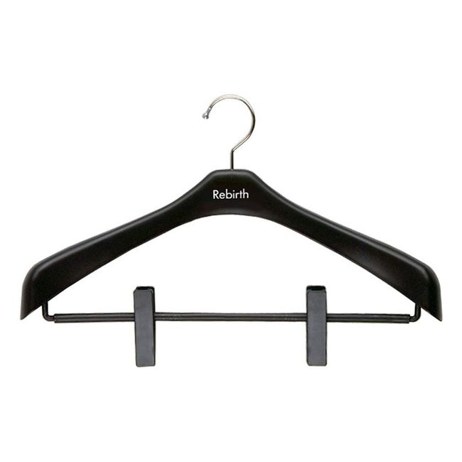 Jacket Hanger with Skirt Slim Clip, Width 16.5 inches (42 cm), [Reverse] Jacket Slim Clip 42, Set of 2, Black Swivel Hook, Made in Japan