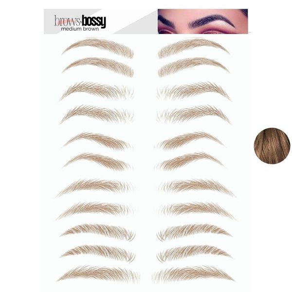 Brows by Bossy Studio & Co Temporary Eyebrow Tattoos Waterproof Eyebrow Stickers, False Tattoos Hair Like Peel Off Instant Transfer Brow variety medium brown