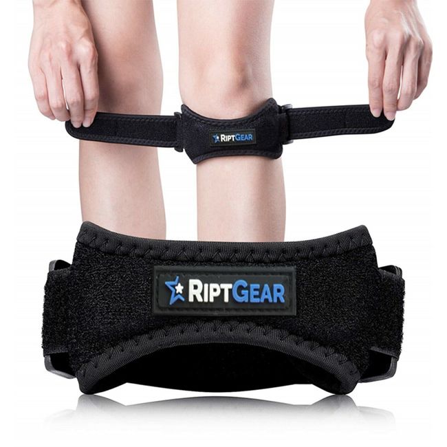 RiptGear Patella Knee Strap Adjustable Knee Band - Knee Compression - Black