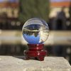 Amlong Crystal New Clear Crystal Ball Sphere Asian Quartz 80mm (3 inch Diameter) with Wooden Stand and Gift Box