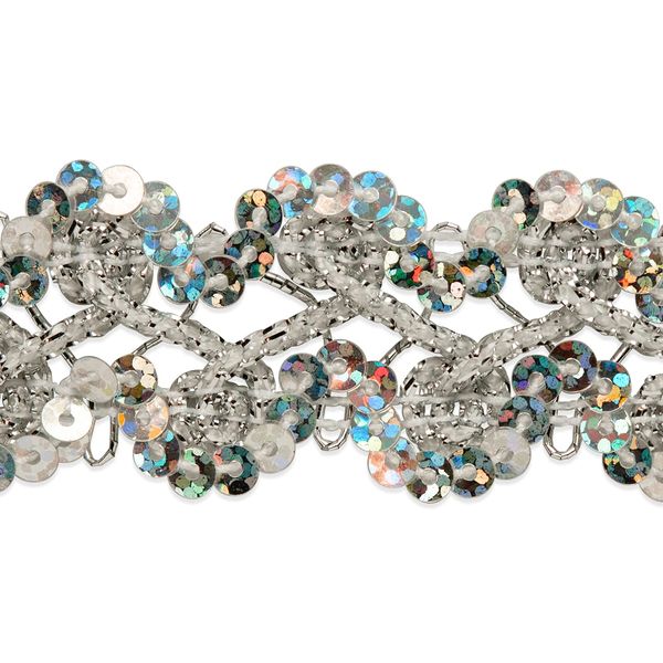 Trims by the Yard Sharon Scallop Edge Sequin Braid Trim, Silver (20 Yard Cut)