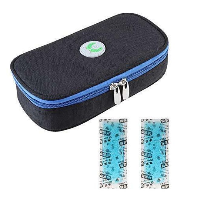 Parateck Oxford Fabric Medical Travel Cooler Bag Insulin Cooling Case with 2 Ice