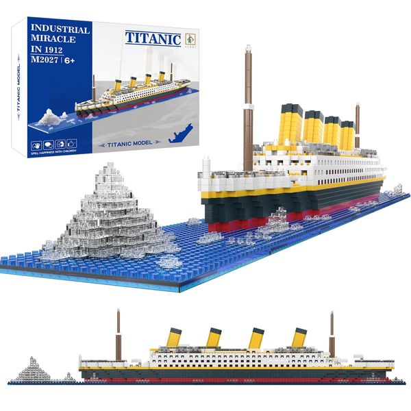 PQKIE Titanic Micro Mini Building Set,1878 Pieces Big Ship Model Building Toys,DIY Educational Toys 3D Puzzle Kit,STEM Ship Creative Project Model Building Set, Birthday for Adults,Kids