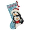 Dimensions Needlepoint Hugging Penguins Personalized Christmas Stocking Kit, Printed 12 Mesh Canvas, 16''