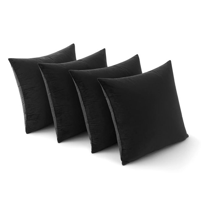 MIULEE Samt Kissenbezug 45x45 cm Kissenhülle Schwarz 4er Set Sofakissen Samtkissen Dekorative Dekokissen Couchkissen Zierkissen Deko Bezug Sofakissenbezug für Wohnzimmer Schlafzimmer Büro