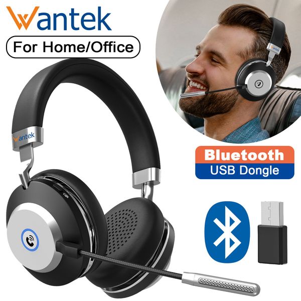 Wireless Headphone Microphone USB Dongle Bluetooth Headsets for PC/Laptop/Phone
