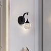 Modern Crystal Bubble Wall Sconce 5W Dimmable LED Sand Black Globe Light for Bed