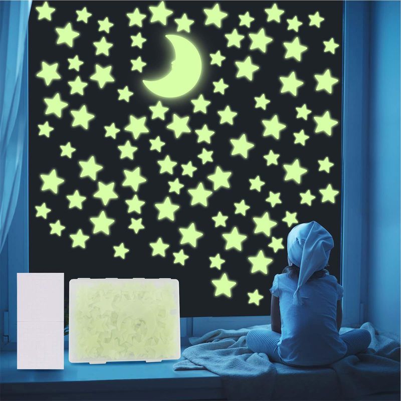 201 Luminous Stars (Glow in the Dark Stars) Ceiling and Moon 3 Size ...